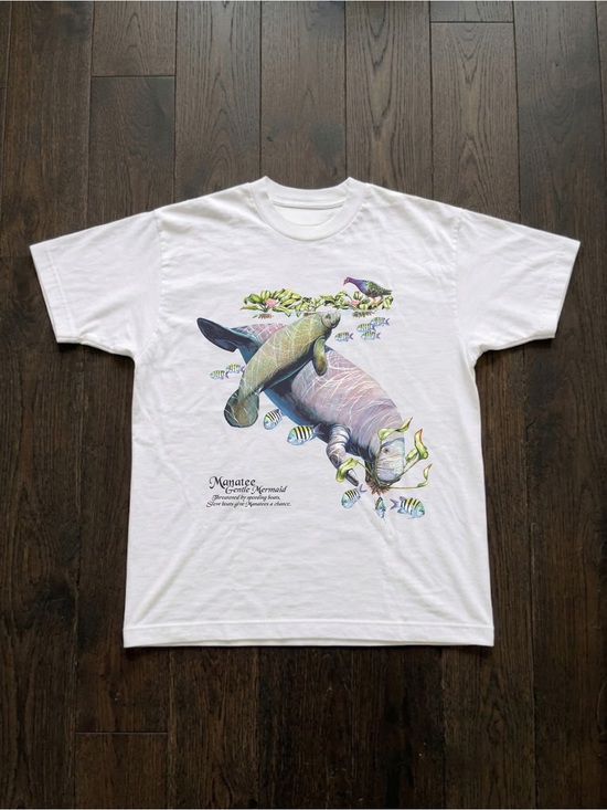 Gildan Tops - White Manatee Graphic Tee